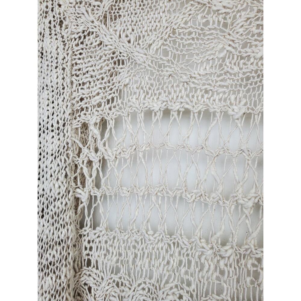 LUCKY BRAND Womens Small Open Front Cardigan Sweater Ivory Crochet Bohemian Boho - Picture 6 of 9